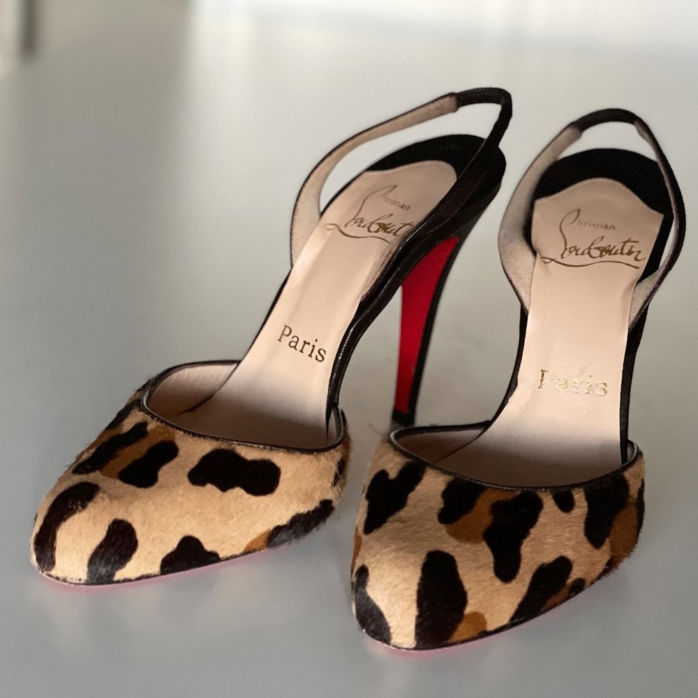 Louboutin Pony Slingback Heels Leopard 6